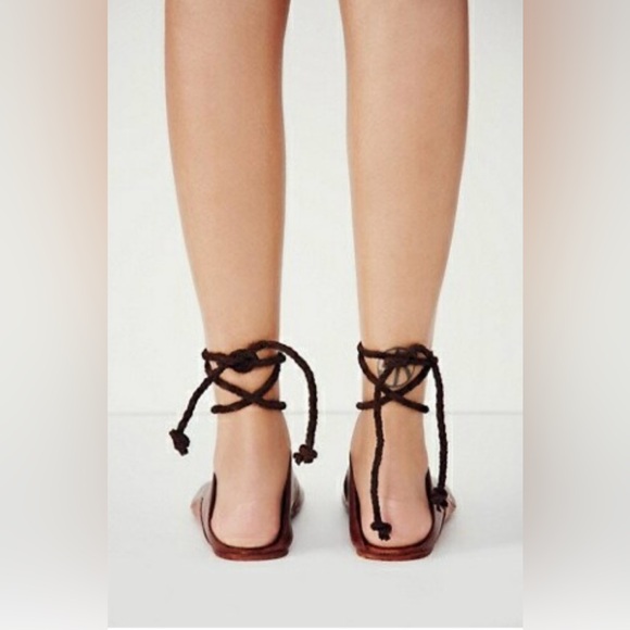 Free People Cherry Valley Leather Tie Peep Toe Sandal (7) - Picture 5 of 10